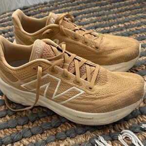 New Balance Tan and White Fresh Foam 1080 Sneakers